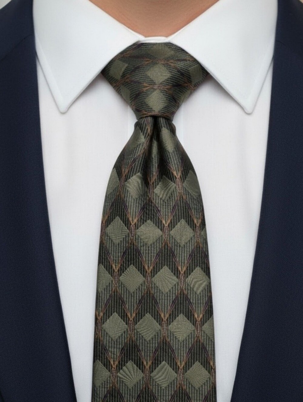 Bill Blass Black Label Elegant Green Patterned Men's Tie
